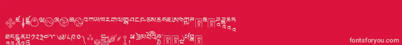 Tibetanmachineweb9 Font – Pink Fonts on Red Background