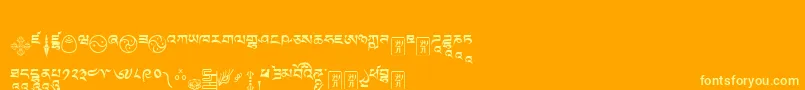 Tibetanmachineweb9 Font – Yellow Fonts on Orange Background
