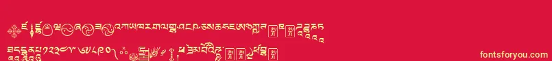 Tibetanmachineweb9-fontti – keltaiset fontit punaisella taustalla