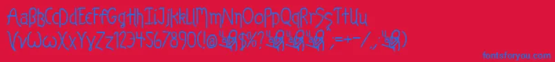 フォントKelpBan – 赤い背景に青い文字