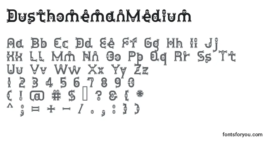 Schriftart DusthomemanMedium – Alphabet, Zahlen, spezielle Symbole