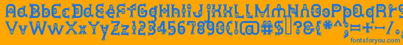DusthomemanMedium-Schriftart – Blaue Schriften auf orangefarbenem Hintergrund