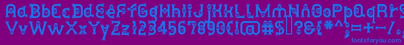 フォントDusthomemanMedium – 紫色の背景に青い文字