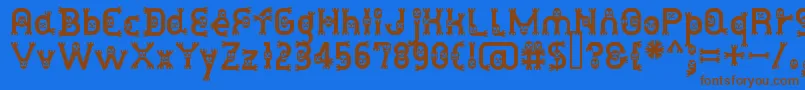 DusthomemanMedium-Schriftart – Braune Schriften auf blauem Hintergrund