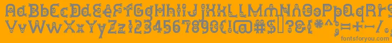 DusthomemanMedium-fontti – harmaat kirjasimet oranssilla taustalla
