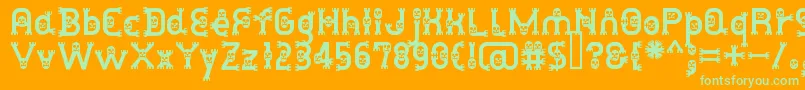 DusthomemanMedium-fontti – vihreät fontit oranssilla taustalla