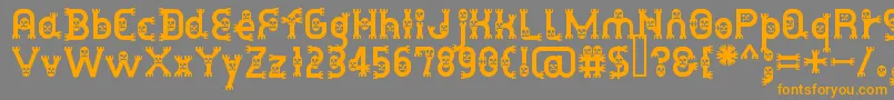 フォントDusthomemanMedium – オレンジの文字は灰色の背景にあります。