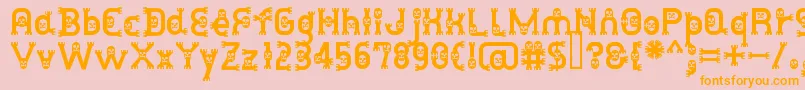 DusthomemanMedium-fontti – oranssit fontit vaaleanpunaisella taustalla