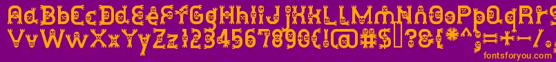 DusthomemanMedium-Schriftart – Orangefarbene Schriften auf violettem Hintergrund