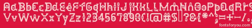 DusthomemanMedium-fontti – vaaleanpunaiset fontit punaisella taustalla