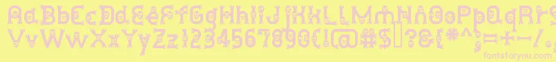 DusthomemanMedium-fontti – vaaleanpunaiset fontit keltaisella taustalla