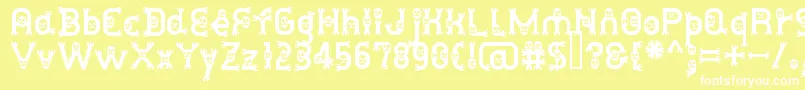 DusthomemanMedium-Schriftart – Weiße Schriften auf gelbem Hintergrund