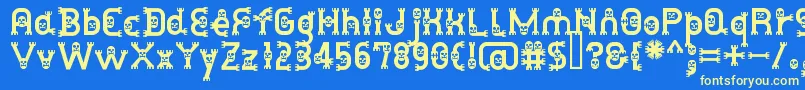 DusthomemanMedium-Schriftart – Gelbe Schriften auf blauem Hintergrund