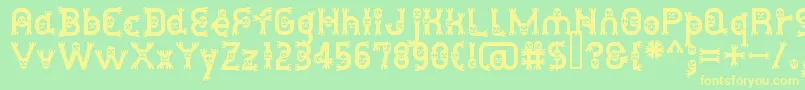 DusthomemanMedium-fontti – keltaiset fontit vihreällä taustalla