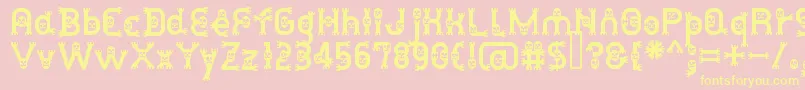 DusthomemanMedium-fontti – keltaiset fontit vaaleanpunaisella taustalla