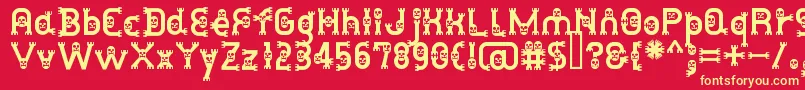 DusthomemanMedium-fontti – keltaiset fontit punaisella taustalla
