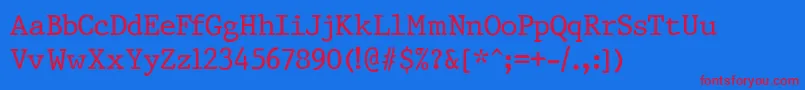 PrestigeNormalRegular Font – Red Fonts on Blue Background