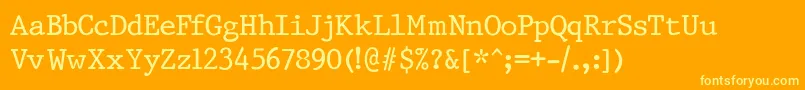 PrestigeNormalRegular Font – Yellow Fonts on Orange Background