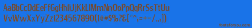 フォントJana – 茶色の文字が青い背景にあります。