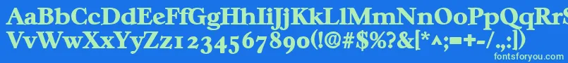 Czcionka CasablancalhBold – zielone czcionki na niebieskim tle