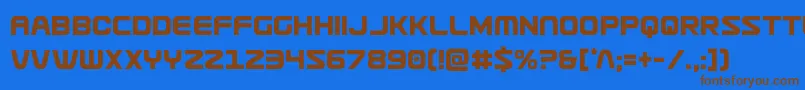 フォントUsuzicond – 茶色の文字が青い背景にあります。