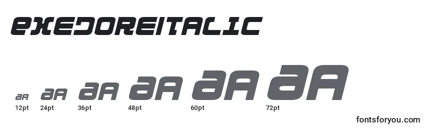 Размеры шрифта ExedoreItalic