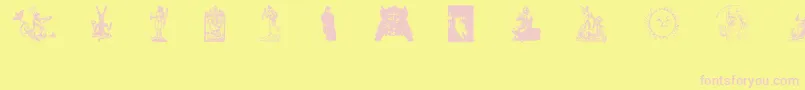 フォントGods – ピンクのフォント、黄色の背景