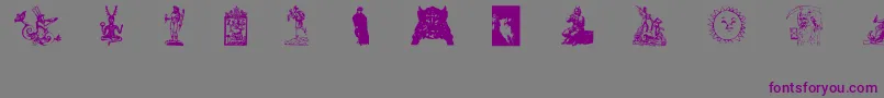 フォントGods – 紫色のフォント、灰色の背景