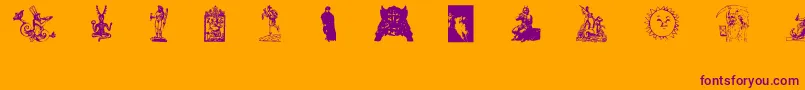 Gods-fontti – violetit fontit oranssilla taustalla