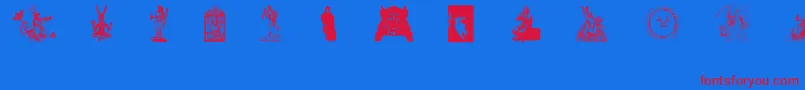 フォントGods – 赤い文字の青い背景
