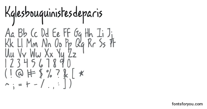 Czcionka Kglesbouquinistesdeparis – alfabet, cyfry, specjalne znaki