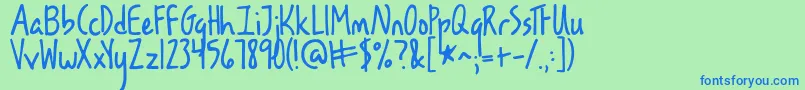 Шрифт Kglesbouquinistesdeparis – синие шрифты на зелёном фоне