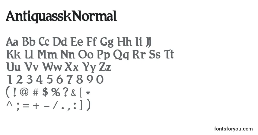 Schriftart AntiquasskNormal – Alphabet, Zahlen, spezielle Symbole