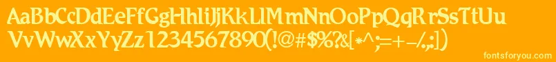 AntiquasskNormal-Schriftart – Gelbe Schriften auf orangefarbenem Hintergrund