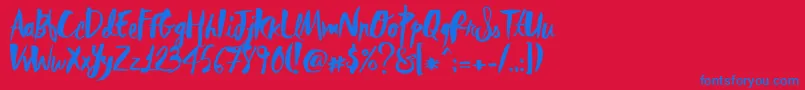 RebelHeartMadonna Font – Blue Fonts on Red Background