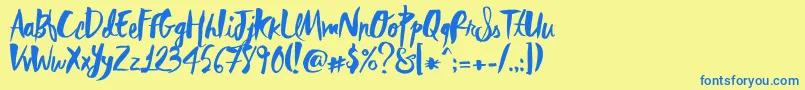 RebelHeartMadonna Font – Blue Fonts on Yellow Background