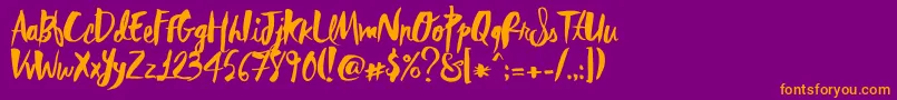 RebelHeartMadonna-Schriftart – Orangefarbene Schriften auf violettem Hintergrund