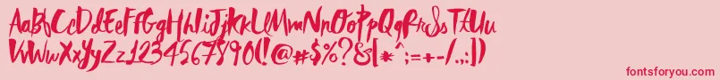 RebelHeartMadonna-Schriftart – Rote Schriften auf rosa Hintergrund