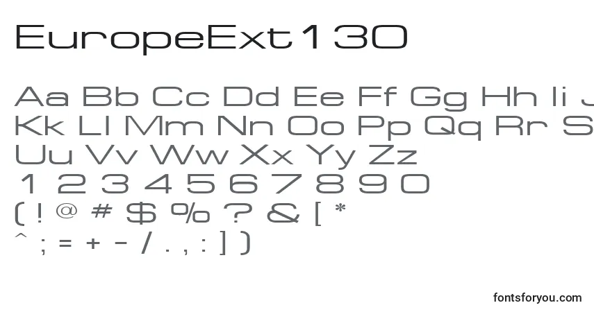 Schriftart EuropeExt130 – Alphabet, Zahlen, spezielle Symbole