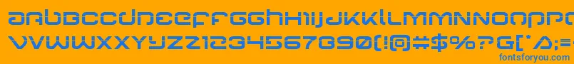 Gunrunnerlaser-Schriftart – Blaue Schriften auf orangefarbenem Hintergrund