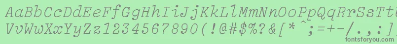 LightitalicLightItalic-Schriftart – Graue Schriften auf grünem Hintergrund