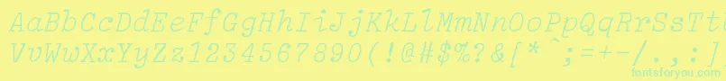 LightitalicLightItalic-Schriftart – Grüne Schriften auf gelbem Hintergrund