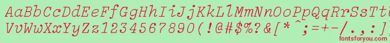 フォントLightitalicLightItalic – 赤い文字の緑の背景