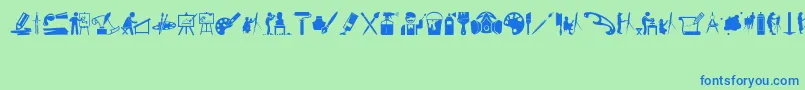Czcionka ArtIconsAndTools – niebieskie czcionki na zielonym tle