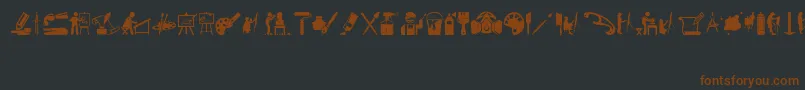 Шрифт ArtIconsAndTools – коричневые шрифты на чёрном фоне