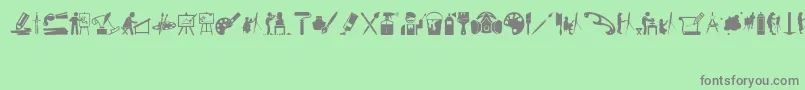 Шрифт ArtIconsAndTools – серые шрифты на зелёном фоне