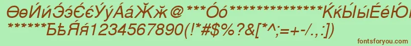 Fonte Cyso – fontes marrons em um fundo verde