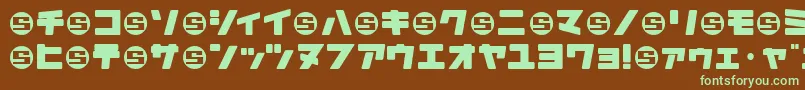 DaidohRemixRoundjka-fontti – vihreät fontit ruskealla taustalla