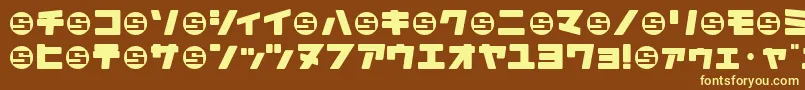 DaidohRemixRoundjka-fontti – keltaiset fontit ruskealla taustalla