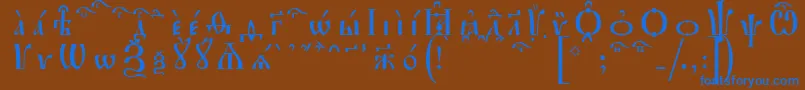 フォントIrmologionKucsSpacedout – 茶色の背景に青い文字